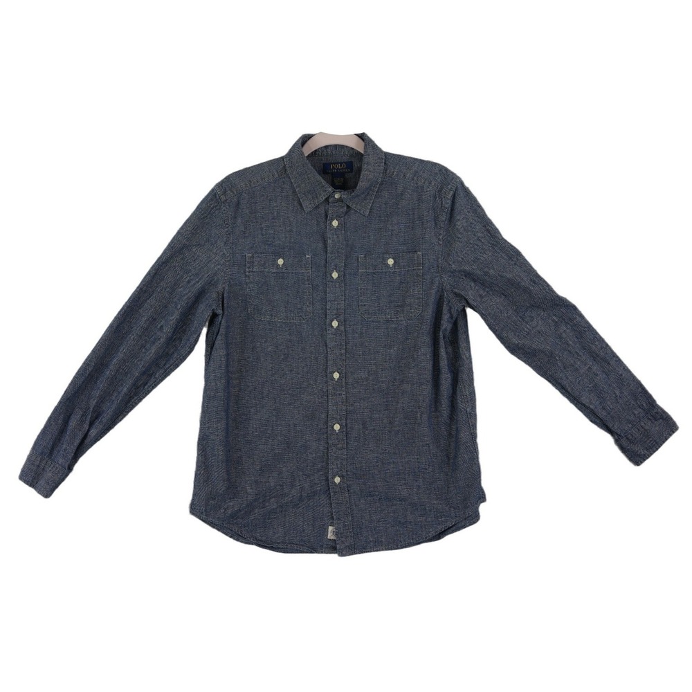 Polo Ralph Lauren Button Up Shirt Boys Size XL 18-20 Blue Chambray Long Sleeve